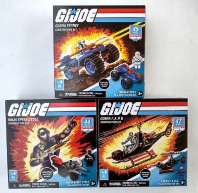 3 G.I. JOE Construction Sets Hasbro COBRA F.A.N.G. Ferret Ninja Speed Cycle Lego