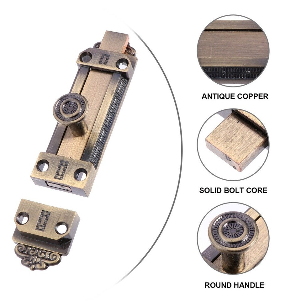 Door Locks Hasp Clasp Antique Copper Pin Slide Bolt Latches Security