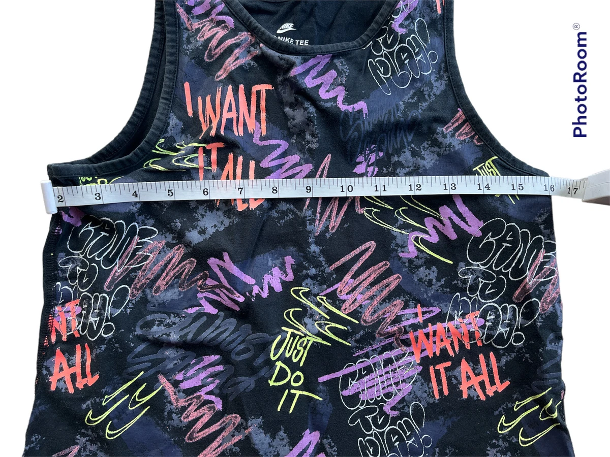 Nike Girls L Black Tank The Nike Tee Pink Purple Graffiti Tank top