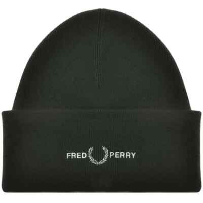 Fred Perry C4114 Grafik Beanie Mütze Einheitsgröße UVP 40 £ neu mit Etikett