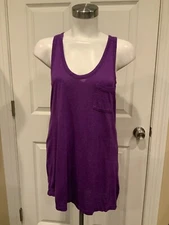 Alexander Wang Purple Racer Back Tank Top W/ Breast Pocket, Size Small