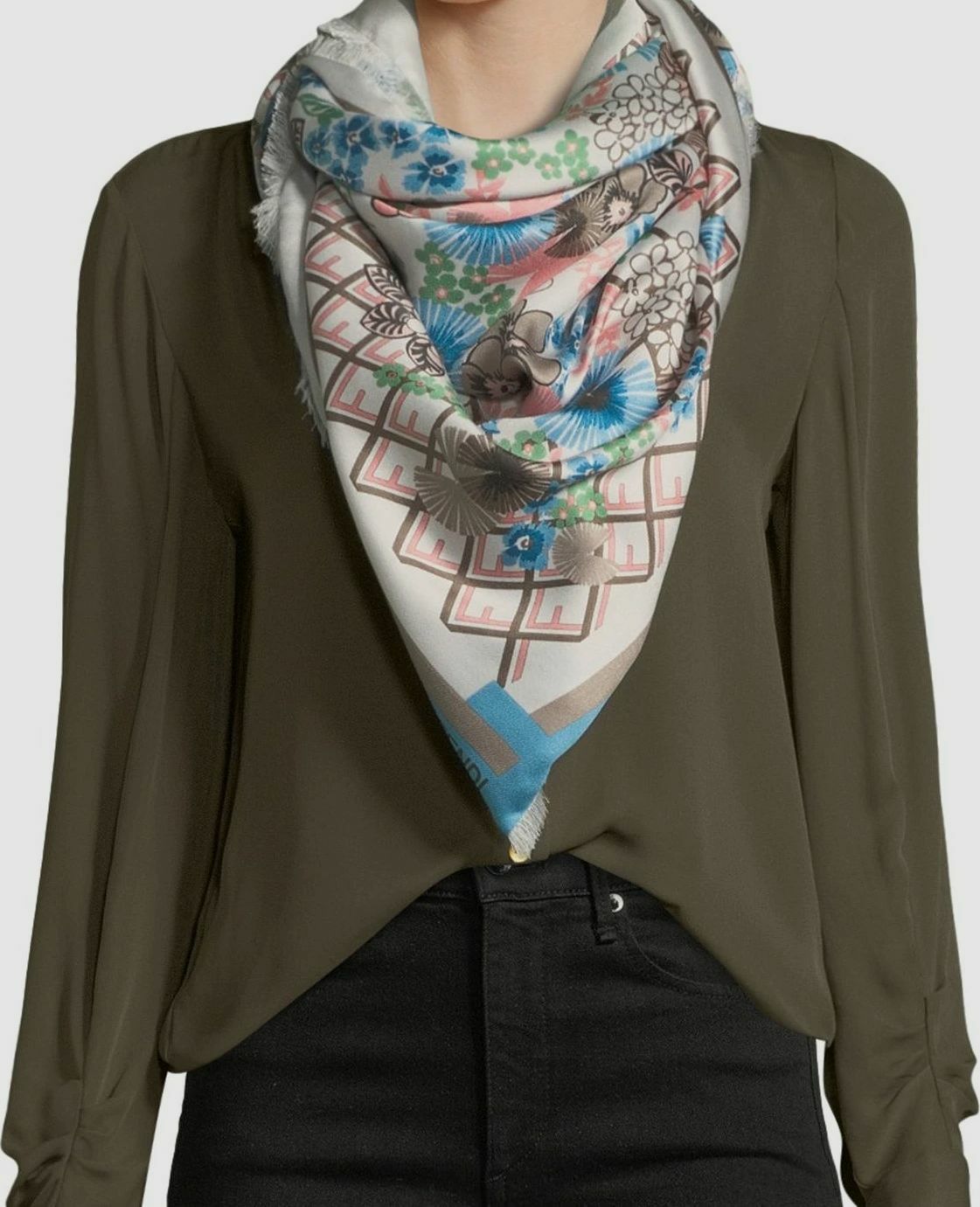 fendi pink silk and wool shawl