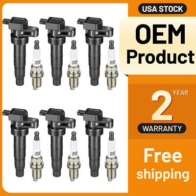 6X OEM Ignition Coil & Iridium Spark Plugs for Hyundai Santa Fe Kia Sedona UF546