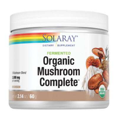 Solaray Fermented Organic Mushroom Complete, Powder | 2,000 mg | 60g, 30 Serv