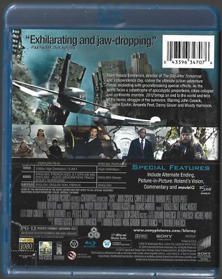 2012 Blu-ray John Cusack Danny Glover Woody Harrelson Mint