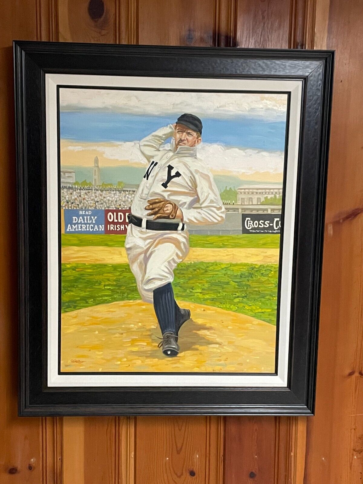 Christy Mathewson * HOF Pitcher ORIGINAL OIL PAINTING Artist Dick Perez  29x35