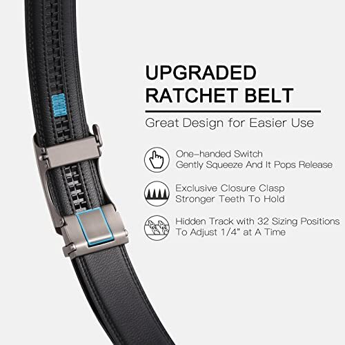 GUBOSS Automatic Ratchet Belt Buckle - Solid Alloy For Men's Leather Belt, 35mm (1 3/8") Width