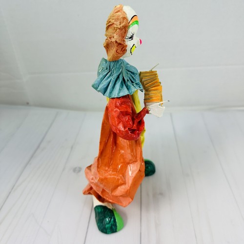 Vintage Paper Mache 10" Circus Clowns Mexico Set Accordion Barbells - Picture 5 of 20