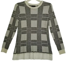 Central Park West Pea in the Pod Small Black Paid Layered Look Sweater 2780