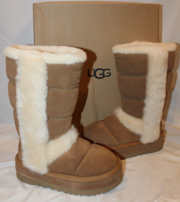 with box UGG CLASSIC CHILLAPEAK TALL CHESTNUT SUEDE WOMENS BOOTS NIB S G1N