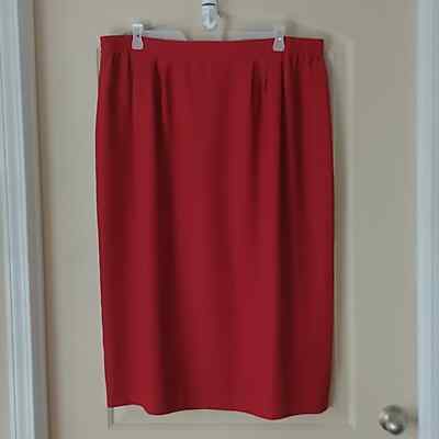 Beautiful Red Skirt sz 26W Straight with Back Slit EUC