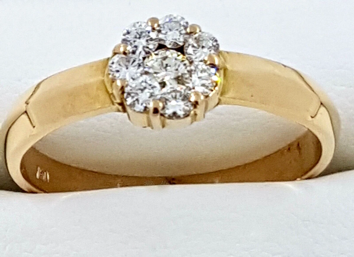 Diamond set cluster dress RING 18k 750 yellow gold eBay