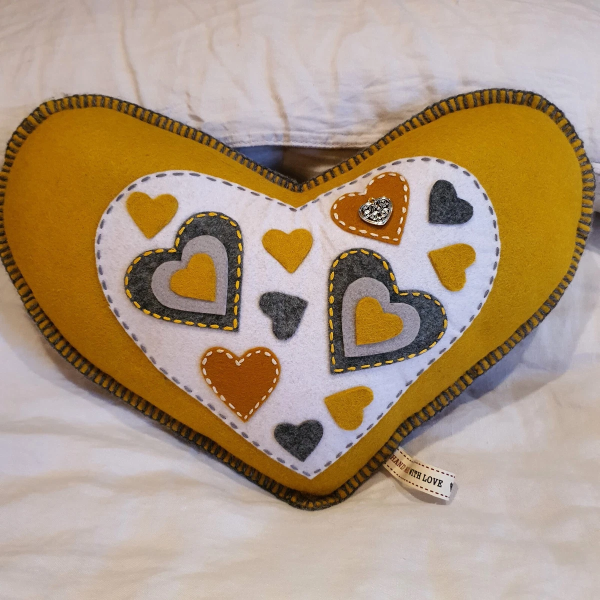 Grey love heart cushion cheap