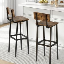 Set of 2 Bar Stools, Tall Bar Stool with Backrest and Footrest, Tall Bar Chairs