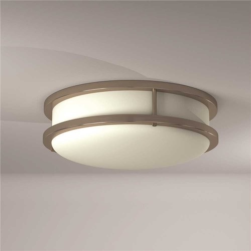 12 in. Brushed Nickel Selectable LED CCT Round Flush Mount Light Color/Finish Fa - Picture 2 of 7