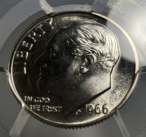 1966 SMS Roosevelt Dime PCGS SP67 FS-401 5 on Cheek Variety Coin 10C Gold Shield - Picture 6 of 14