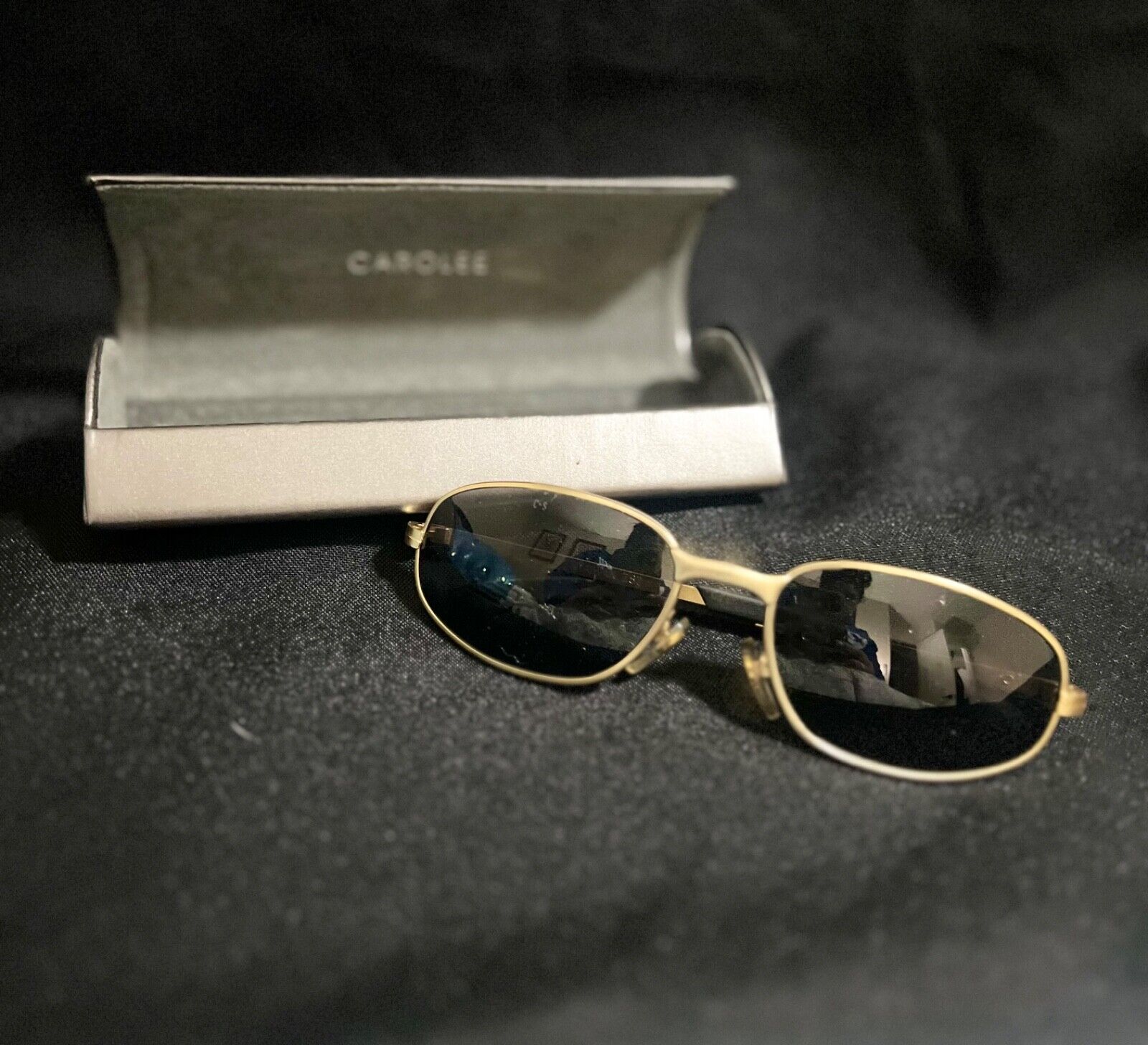 Vintage Gun Metal Gray Carolee Flip Over Case & Sunglasses.