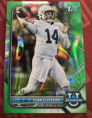 2021 Bowman University Sean Clifford 90/99 1st Green Refractor  Plus A Few More