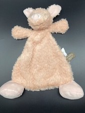 Demdaco Nat  Jules Pink Pig Plush Security Rattle Baby Blanket Lovey