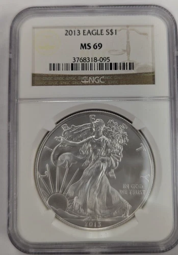 2013 $1 American Silver Eagle - NGC MS69  Brown Label - 1oz .999 silver