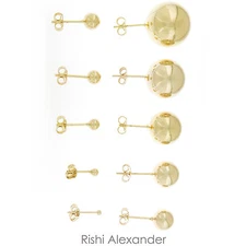 18k Gold Filled Round Ball Stud Earrings High Polished Butterfly Post Backs