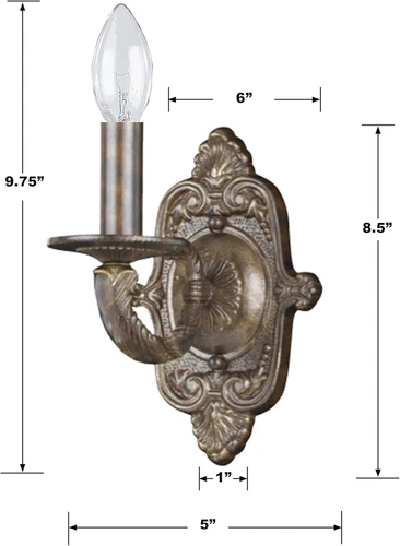 Elegant Venetian Bronze Sconce - Paris Market 1 Light Fixture - Picture 2 of 3