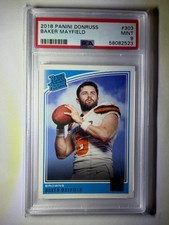 2018 Panini Donruss Baker Mayfield 303 PSA 9 rc rookie card. rookie card picture