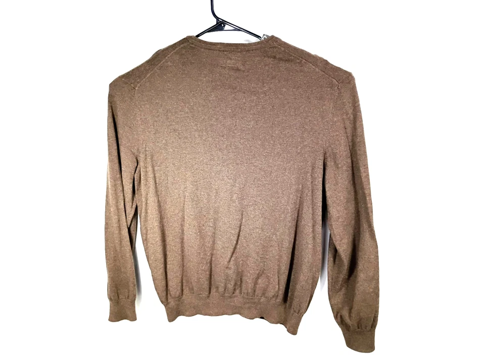 Suéter Mezcla Cachemira Para Hombre XL Cuello en V Marrón Verde Capa Base Preppy Escuela Foto 4 de 4