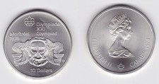 10 Dollar Silber Münze Canada Kanada Olympiade Montreal Zeuskopf 1974 (105273)