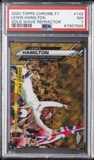 2020 TOPPS CHROME FORMULA 1 GOLD WAVE REFRACTOR #142 LEWIS HAMILTON 45/50 PSA 7