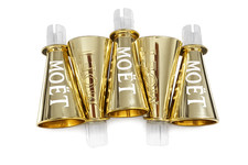 MOET CHANDON CHAMPAGNE GOLDEN SIPPERS FOR MINI SPLIT BOTTLES x 5