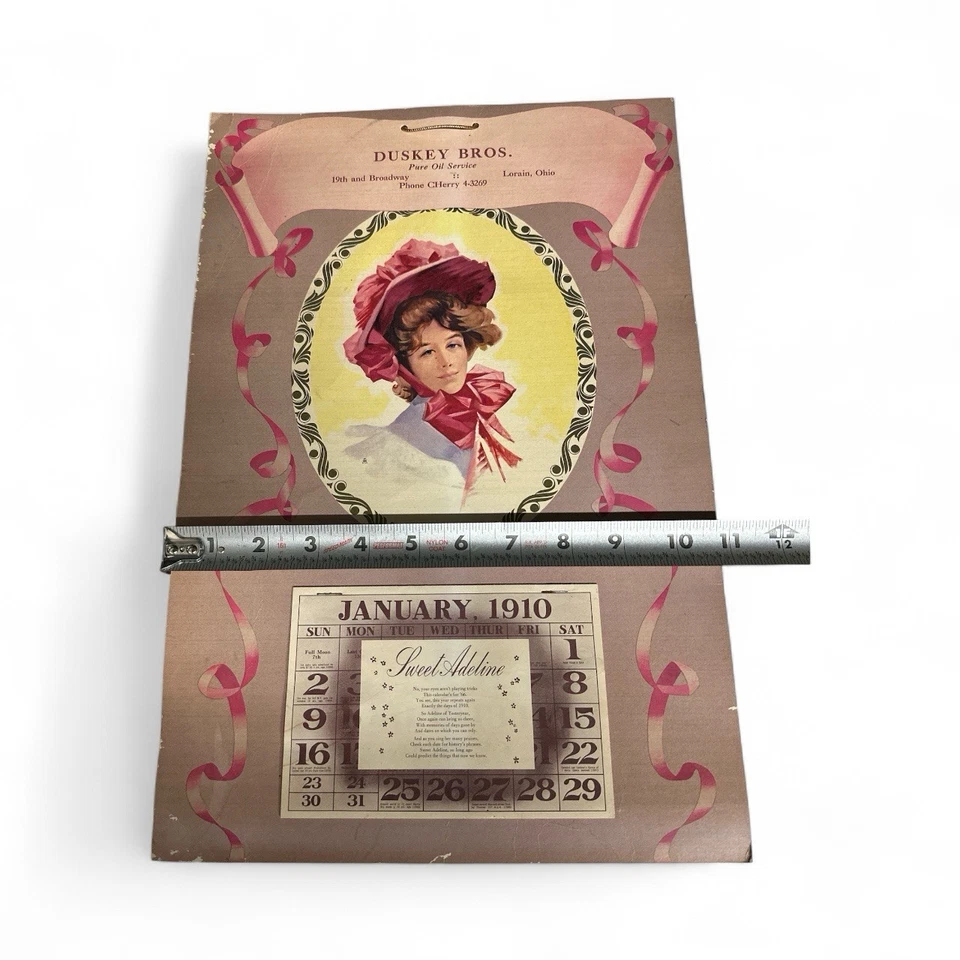 Vtg 1966 SWEET ADELINE Duskey Bros Oil Co. Advertising Calendar 2nd Edition 1910 - Image 4 of 4