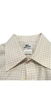 Lacoste Men's 100 Cotton Check Dress Shirt White Blue Size 40 F5182