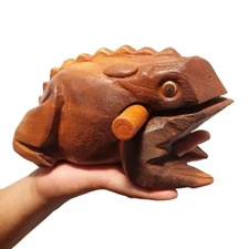 Extra Large 9" Wood Frog Guiro Rasp Percussion Instrument Tone Block Wooden G...