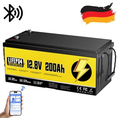 MARKENLOS 12V 200AH LiFePO4 Akku Bluetooth BMS Lithium Batterie Solarbatterie Solaranlage