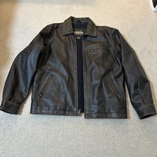 Guide Gear  100% Leather Jacket Brown with Navy Lining Men’s Size Medium Vintage