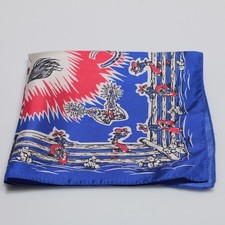 Sartorio NWOT 100 Silk Pocket Square In Blue / White / Red Cowboy Graphic Print