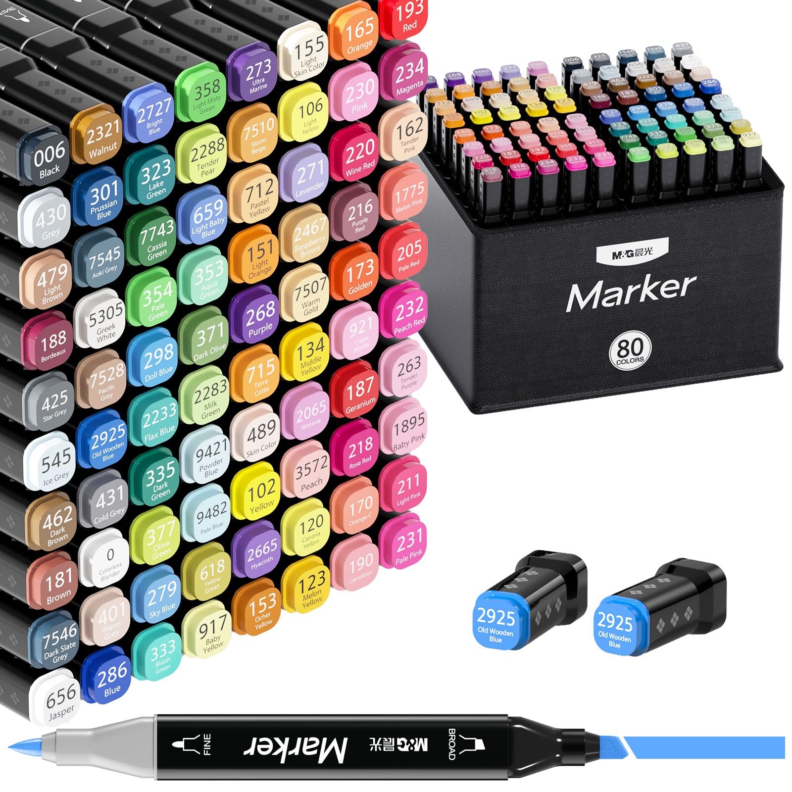 Chisel & Fine Tip，80 Colors Dual Tip Art Markers, Stockin.
