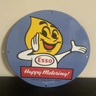 VINTAGE ESSO LEMON HEAD GASOLINE OIL PORCELAIN SIGN