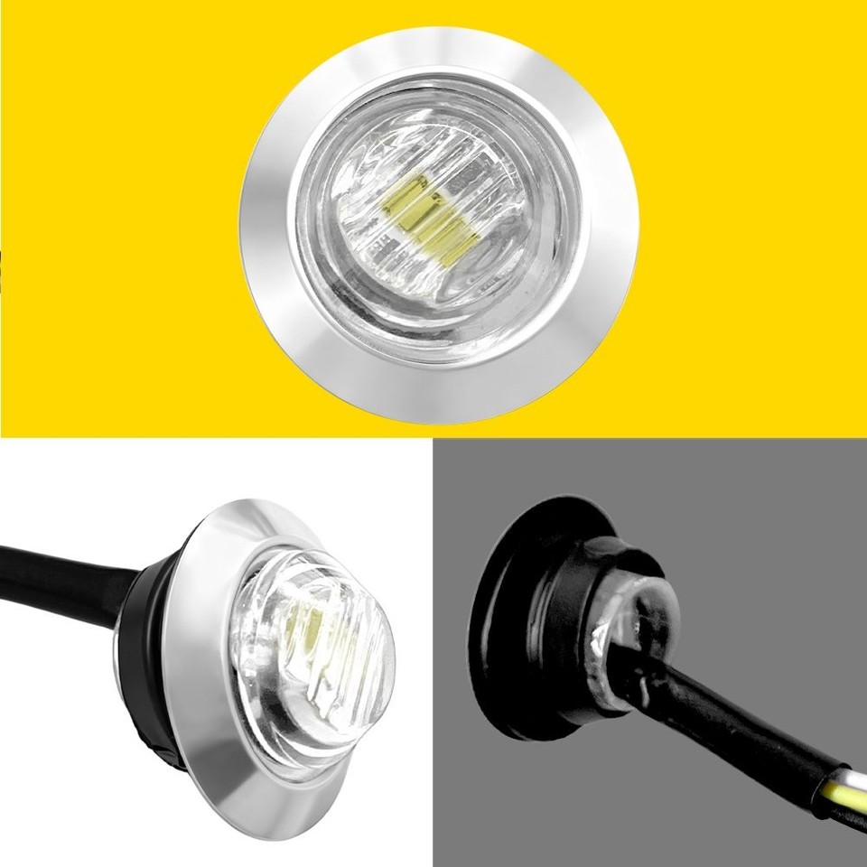 20X 3/4 inch LED Lights w/ Stainless Steel Rings White LED Auxiliary ...
