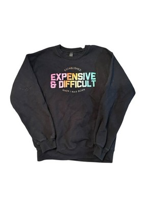 Expensive & Difficult Rainbow Graphic Crewneck Sweatshirt - Womens Small Black