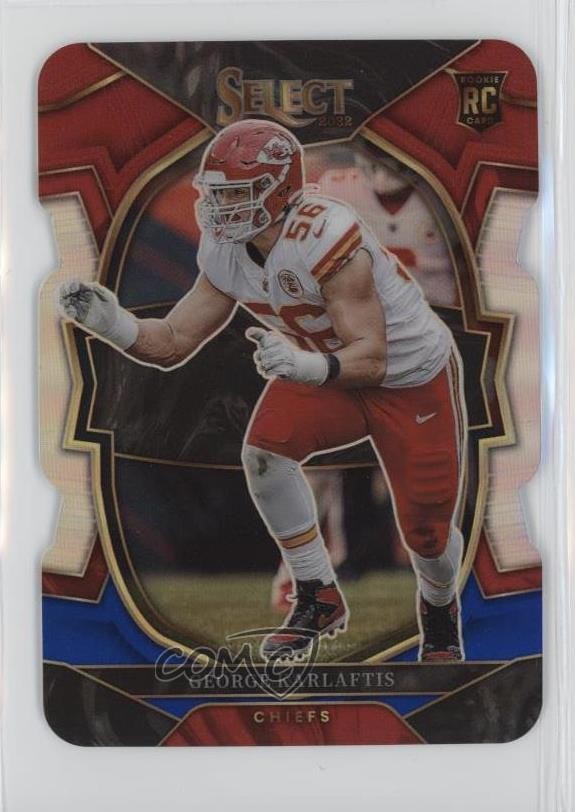 2022 Panini Select Concourse Red & Blue Prizm Die-Cut George Karlaftis #22 18v9