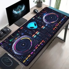 Large-Sized Esports Game Mouse Pad, Neon DJ Console Sci-Fi Pattern, Anti-Slip,