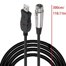 USB Mic Link Cable Cord Adapter USB2.0 Male to XLR Female Cable For PC Computer