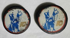 2 Vintage 1970's Kansas City Scouts Game Used Hockey Pucks NHL Logo