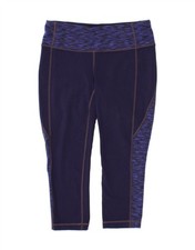 ATHLETA Womens Capri Leggings UK 12 Medium Navy Blue Colourblock Nylon CT73