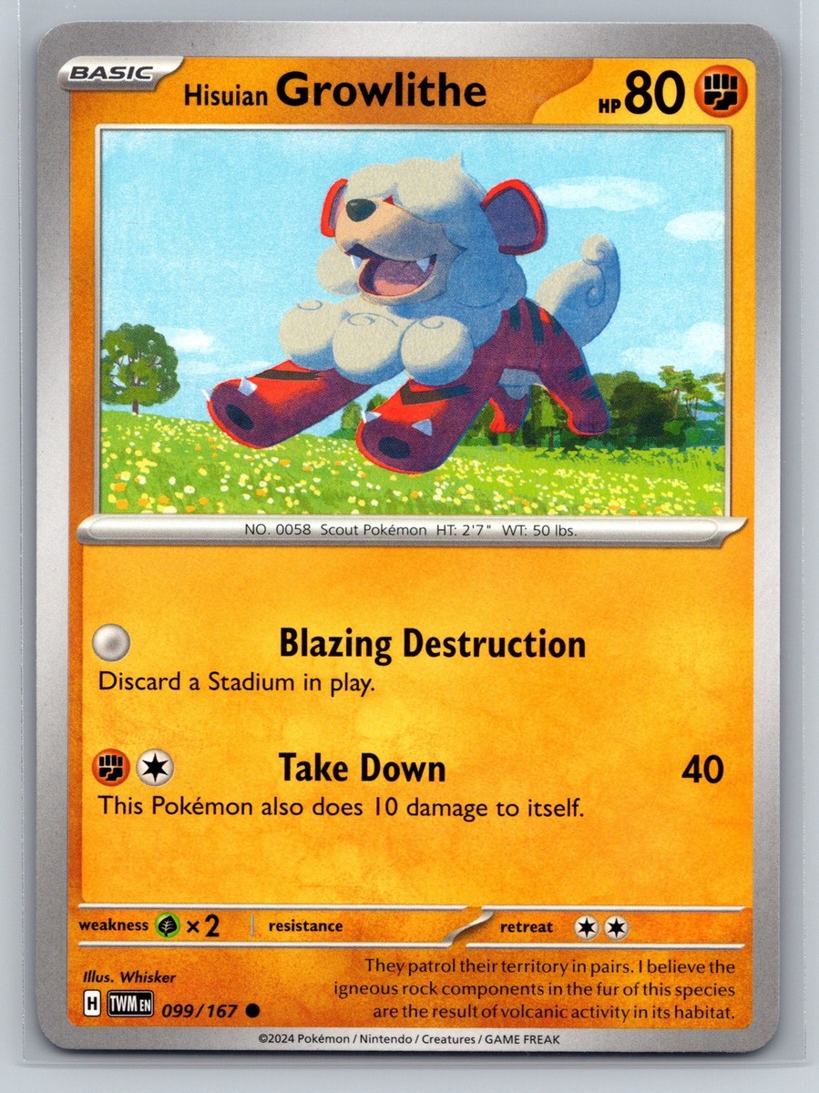 Hisuian Growlithe 099/167 Twilight Masquerade Basic Fighting