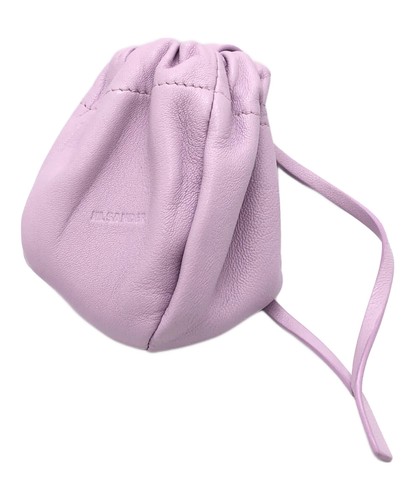 Jil Sander Ripple Pouch Purple Leather Drawstring Crossbody Bag Embossed Logo