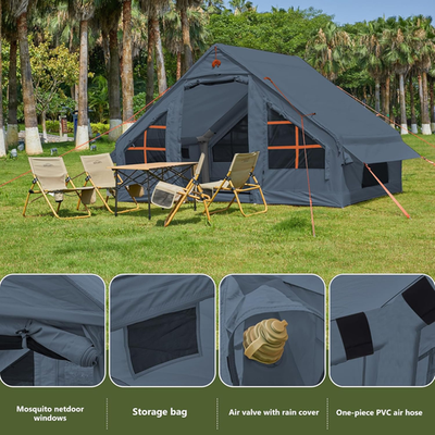 Inflatable Camping Tent with Stove Jack, 4-8 Person, Waterproof