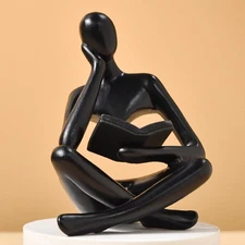 Abstract Art Thinker Statue - Reading Thinker Sculpture Figurine, Modern Home...